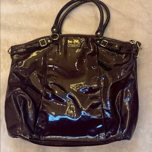Coach Shiny Dark Brown Tote Bag